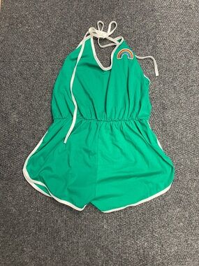Sweaty Rocks Womens Green Retro Romper Halter size XL NWT